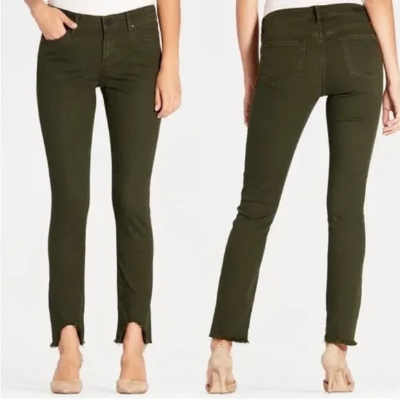 Articles Of Society Stephanie Step Raw Hem Green Stretch Jeans 28 - Picture 1 of 14